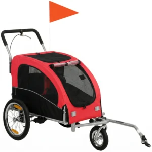 Remorque vélo 2 en 1 pour chien, poussette pliante remorque vélo avec suspension et attelage universel à vélo.