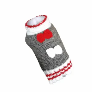 Gilet gris, blanc et rouge avec boucles pour chien ou chat