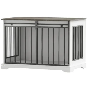 Meubles pour chiens avec porte coulissante / Dog furniture crate with sliding barn door