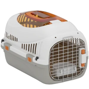 Transporteur pour animaux pour le voyage pour petits chien et chats, cage portable avec porte en fil d’acier
