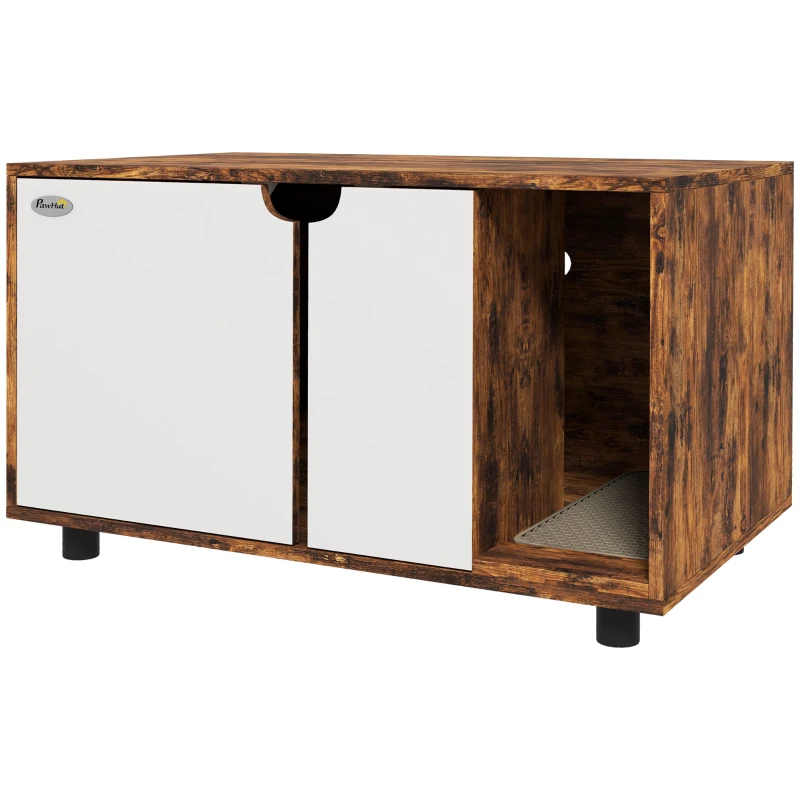 Meuble avec portes doubles et tapis de drainage de sable.