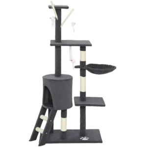 Tour d’arbre à chat de 53", centre d’activités pour chatons avec griffoirs, condo, perchoirs, échelle, hamac, jouets pendants.