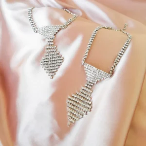 Collier et cravate élégants en strass | Pour les chats et les chiens