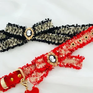 Collier et laisse classiques en tweed | Pour les chats et les chiens
