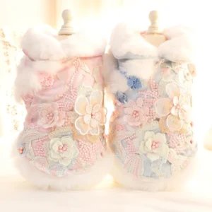 Veste d’hiver florale pour animaux de compagnie | Pour les chiens et les chats