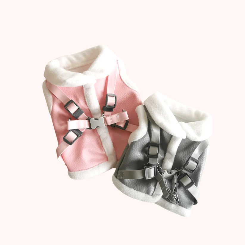 Gilet harnais en faux cuir pour animaux Fashion