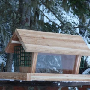 Mangeoire à oiseaux de luxe en cèdre avec deux cages à suif à chaque extrémité !