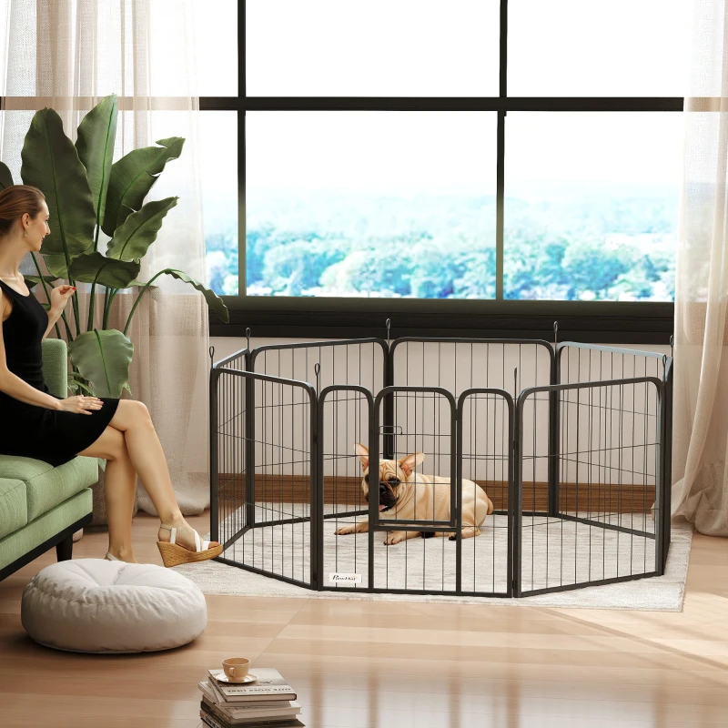 Parc de jeu pour chiens 24" intérieur extérieur, portable pliable à 8 panneaux Parc de jeu pour animaux. – Image 2