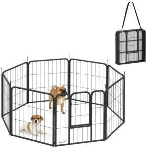 Parc de jeu pour chiens 24" intérieur extérieur, portable pliable à 8 panneaux Parc de jeu pour animaux.