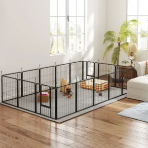 Parc pour chiens 16 panneaux avec sangles, pour jardin, camping-car, camping, jardin, hauteur de 24"