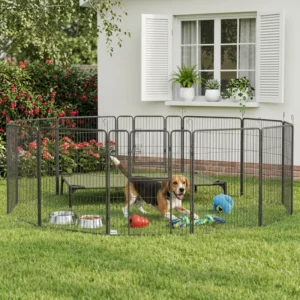 Parc à chiens avec portail, 12 panneaux parc pour chiots, clôture pour chiens, 39"H