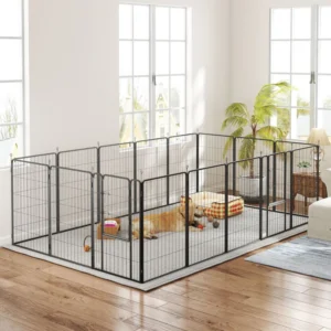 Parc pour chiens 16 panneaux avec sangle, portable pour jardin, camping-car, camping etc