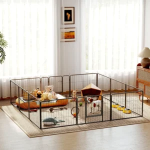Parc pour chiens et chiots en métal robuste de 31,5 », clôtures d’exercice pour pour l’extérieur et l’intérieur.