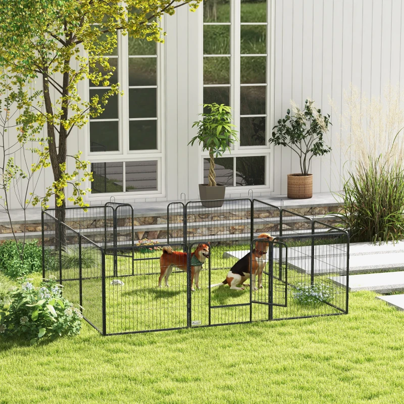 Enclos pour chiens avec portail, 12 panneaux parc pour chiots, clôture pour chiens, 31,5"H – Image 2