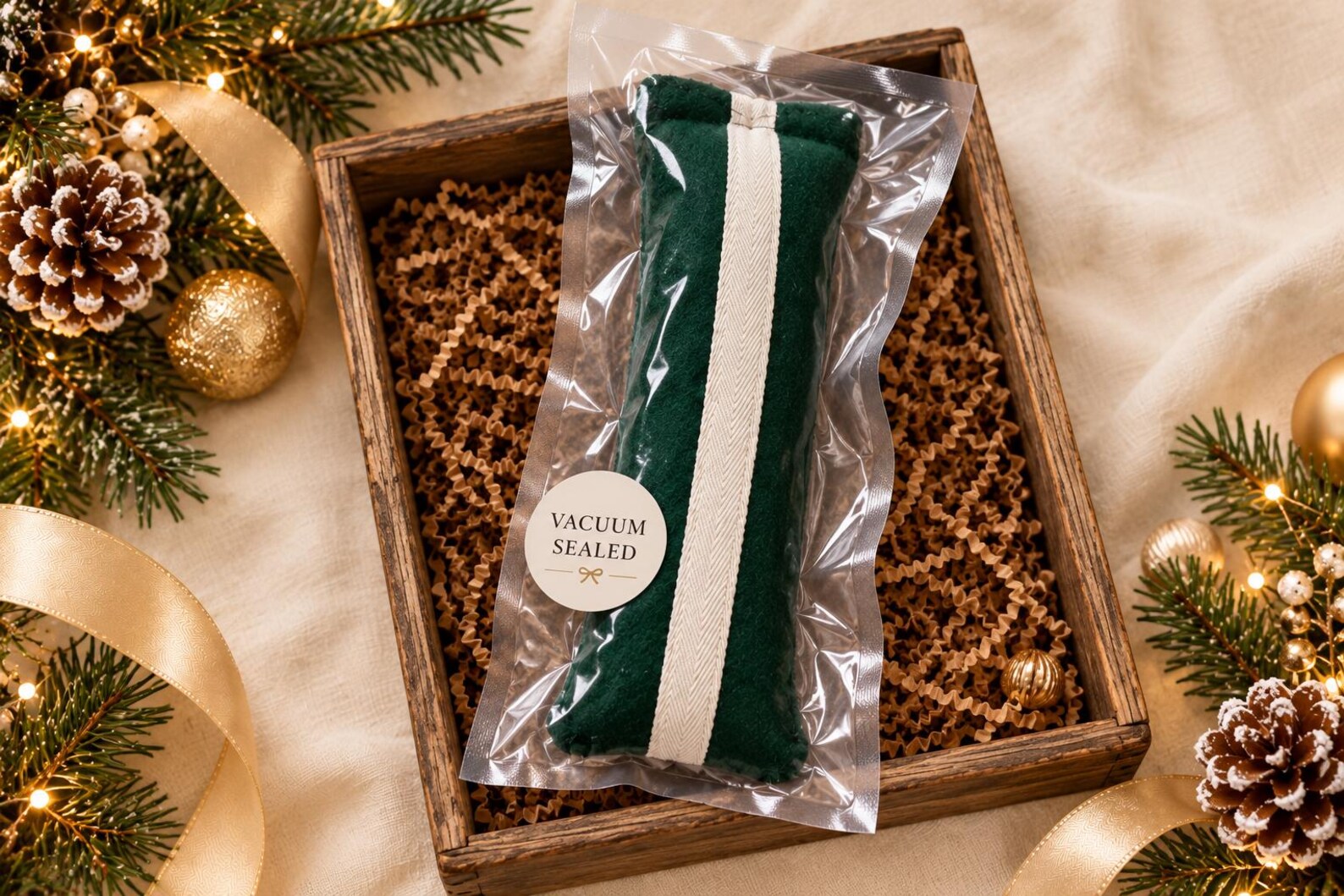 Coffret cadeau de Noël pour chat avec boules de laine feutrée, baguette lumineuse et jouet à griffer personnalisé. – Image 3