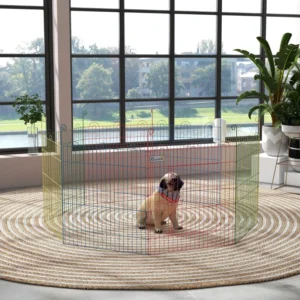 Parc métallique pour animaux de compagnie, Clôture d’exercice octogonale portable multicolore