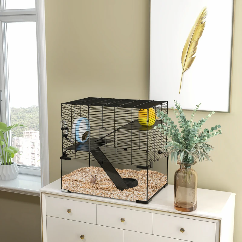 Cage à hamsters et gerbilles avec bassin en verre pour petits rongeurs – Image 4