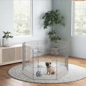 Parc de jeu pour chiens, 36 pouces 8 panneaux Octogone Parc d’exercice pour animaux.