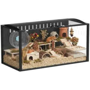 Cage à hamster grands habitats pour hamsters, cadre en acier pare-dents, espace de litière profonde pour animaux.