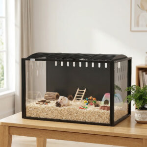 Grands habitats pour hamsters, cadre en acier pare-dents, espace de litière profonde pour animaux de compagnie.